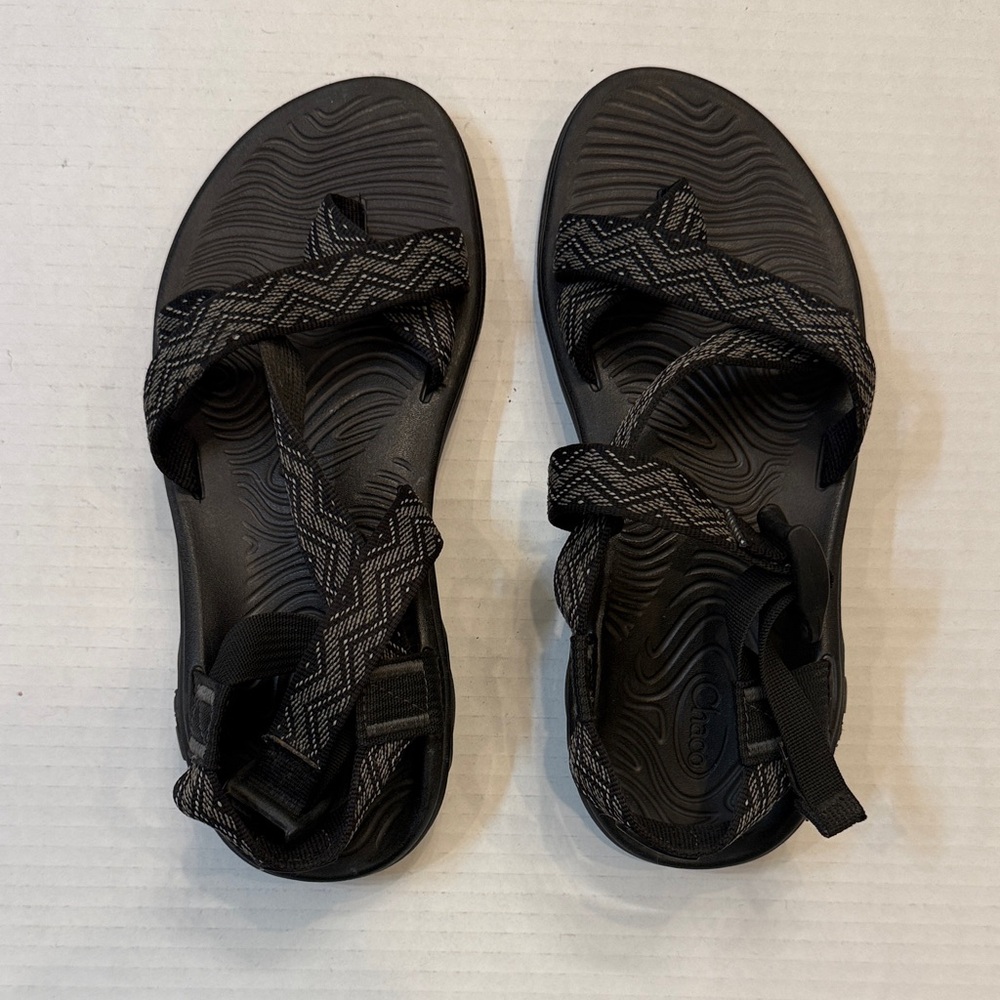 Chaco Sandals with Black and Gray Patterned Straps